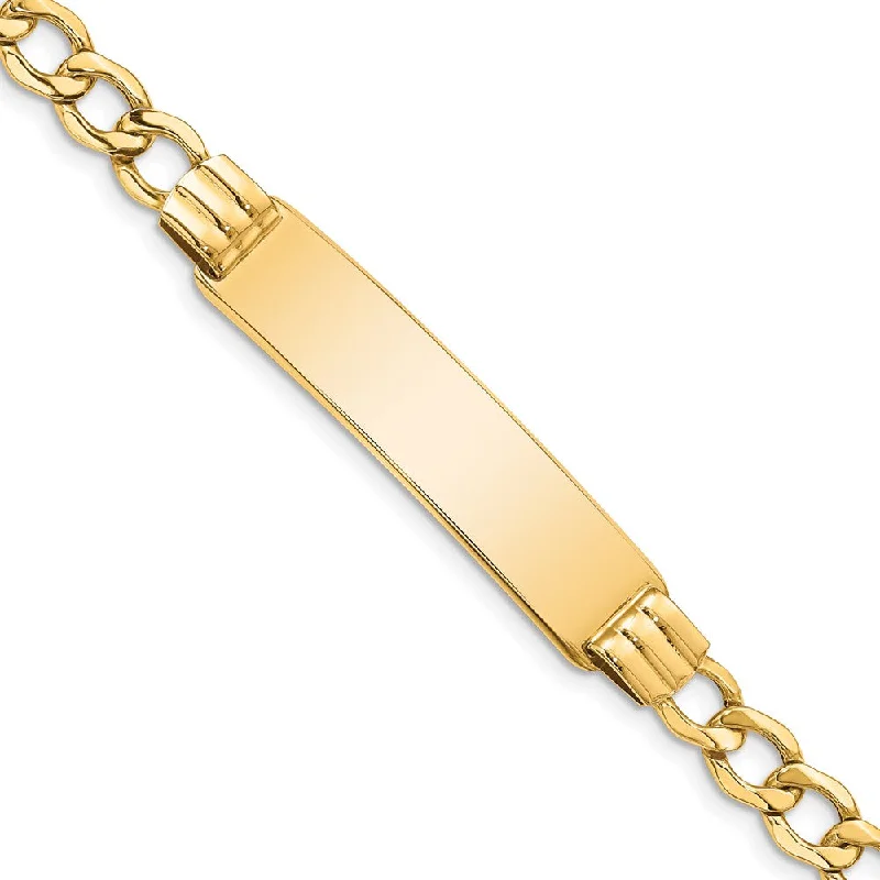 Modern Jewelry At Exclusive Discounts – Shop Today 14k Yellow Gold 5.9mm Hollow Curb Link I.D. Bracelet - 7 Inch