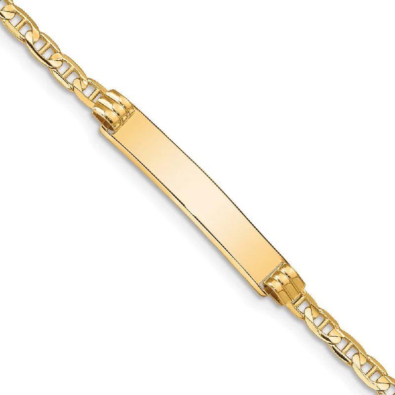 Seasonal Jewelry Deals – Elevate Your Style 14k Yellow Gold Anchor Link I.D. Bracelet with Lobster Clasp - 7 Inch