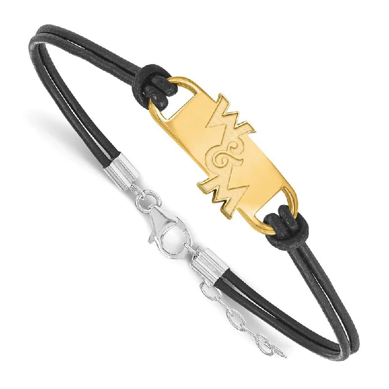 Trendy Minimalist Jewelry For Everyday Wear 14K Yellow Gold Plated Sterling Silver William & Mary Leather Bracelet