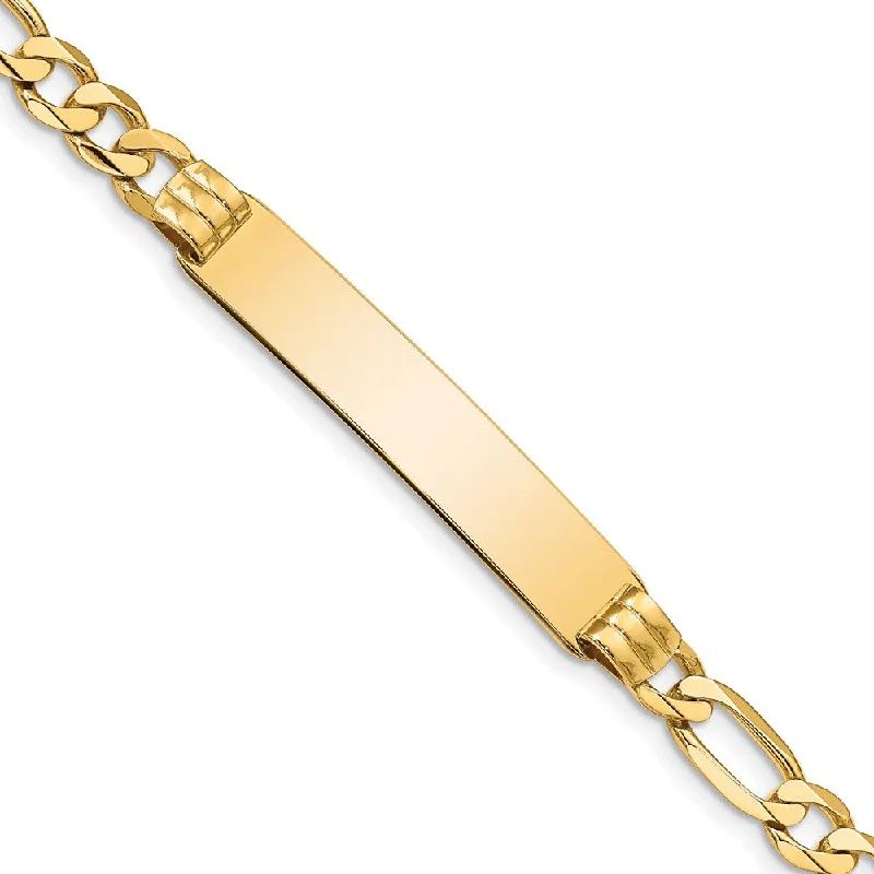 Bestselling Jewelry Now On Sale – Elevate Your Look 14k Yellow Gold Solid Figaro I.D. Bracelet with Lobster Clasp - 7 Inch