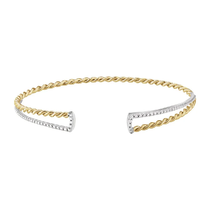 Shop Dazzling Jewelry With Special Promotional Discounts 14K Yellow & White Gold Twisted Rope Cuff Bracelet, 7 Inch