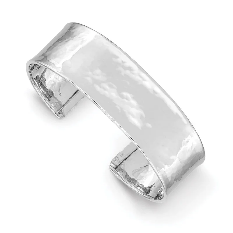 Don't Miss Our Biggest Jewelry Sale Of The Season 19mm 14k White Gold Lightly Hammered Cuff Bangle Bracelet