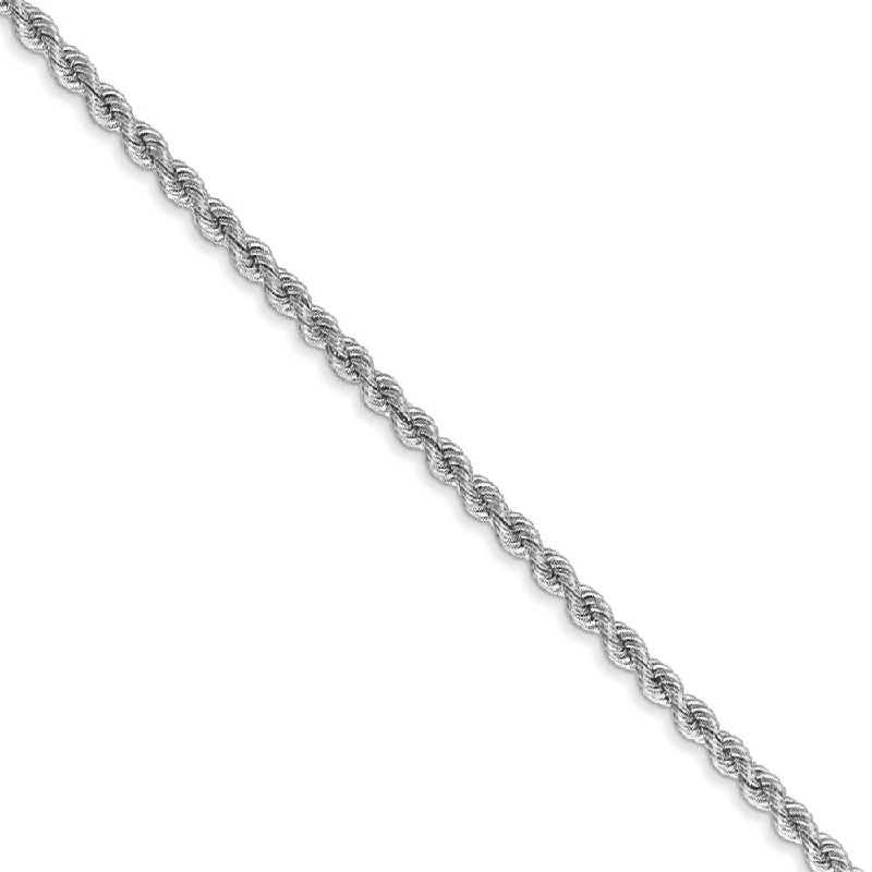 Make Your Outfit Shine With Discounted Jewelry 2.25mm, 14k White Gold, Handmade Solid Rope Chain Bracelet