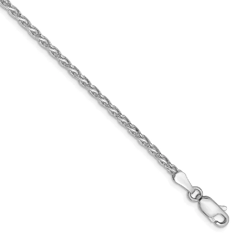 Trendy And Classic Jewelry Now At Reduced Prices 2.25mm, 14k White Gold, Solid Parisian Wheat Chain Bracelet