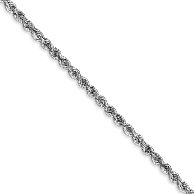 Timeless Elegance, Temporary Discounts – Act Fast 2.5mm, 14k White Gold, Handmade Solid Rope Chain Bracelet