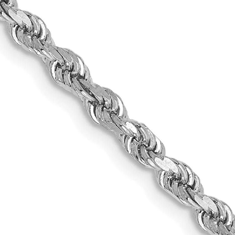 Shop Dazzling Jewelry At The Best Prices 2.75mm 10k White Gold Solid Diamond Cut Rope Chain Bracelet