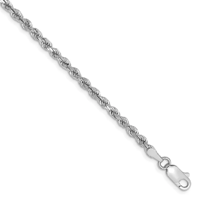 Affordable Glamour – Premium Jewelry For Less 2.75mm, 14k White Gold, Diamond Cut Solid Rope Chain Bracelet