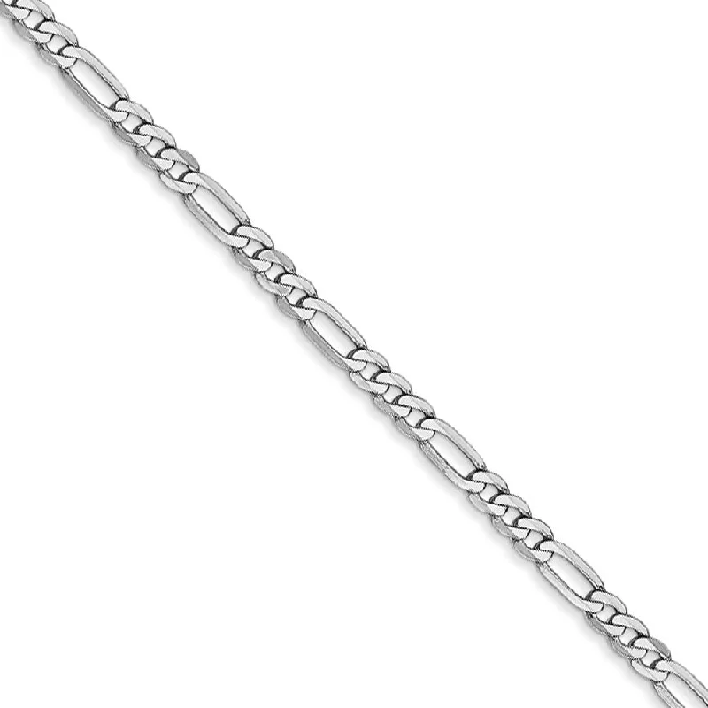 Stunning Jewelry Pieces At The Lowest Prices Ever 2.75mm, 14k White Gold, Flat Figaro Chain Bracelet