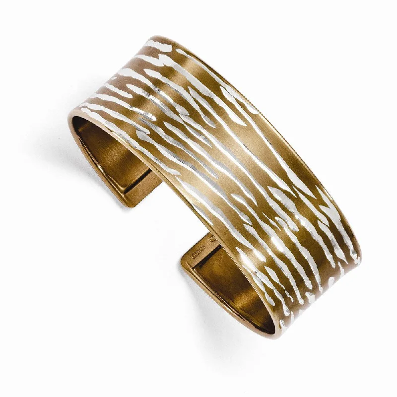 Grab Exquisite Jewelry At The Lowest Prices 22mm Sterling Silver & Cognac Plated Animal Print Cuff Bracelet