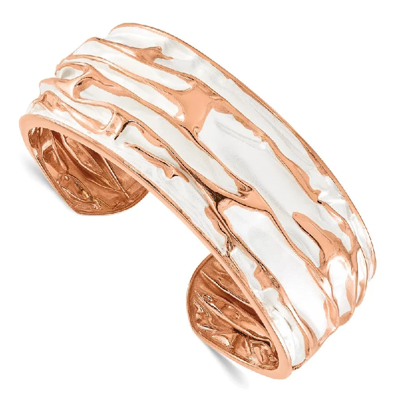 Unique Jewelry For Less – Shop The Sale Now 26mm Rose Gold Tone Plated Sterling Silver Domed Crinkle Cuff Bracelet