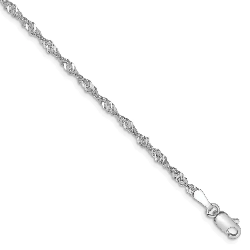 Final Call For Exquisite Jewelry At Reduced Rates 2mm, 14k White Gold, Diamond Cut Singapore Chain Bracelet, 7 Inch