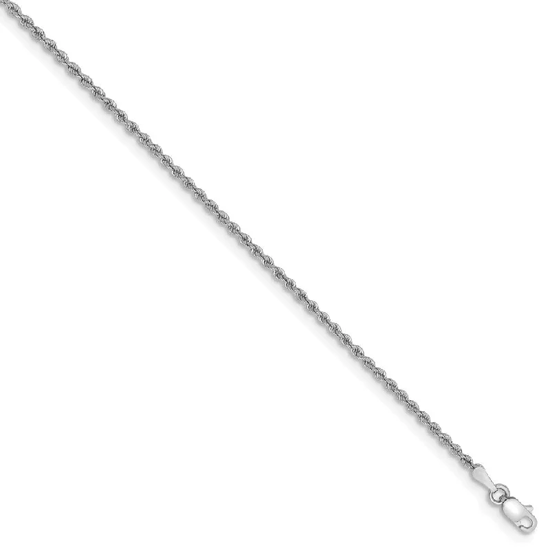 Get The Jewelry You Love At A Price You Love 2mm, 14k White Gold, Handmade Solid Rope Chain Bracelet, 8 Inch