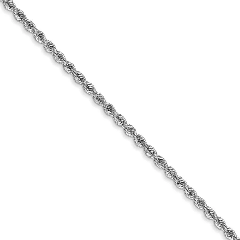 Exclusive Online Jewelry Sale – Don't Wait 2mm, 14k White Gold, Handmade Solid Rope Chain Bracelet