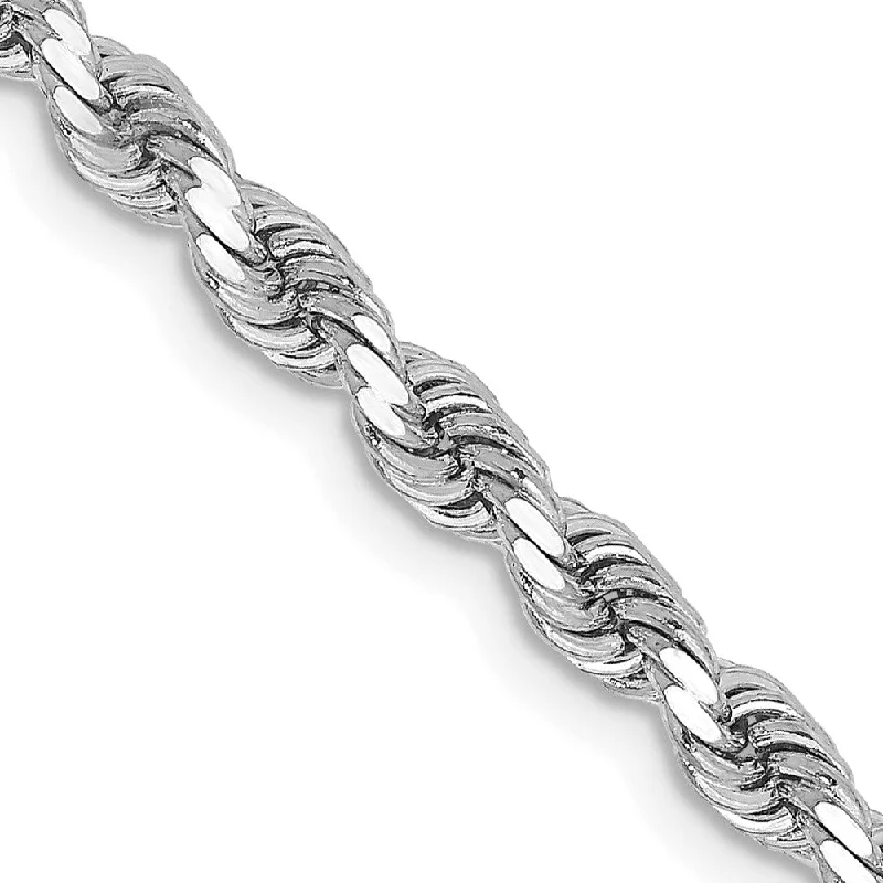 Buy More, Save More On Stunning Jewelry Designs 3.25mm 10k White Gold Solid Diamond Cut Rope Chain Bracelet