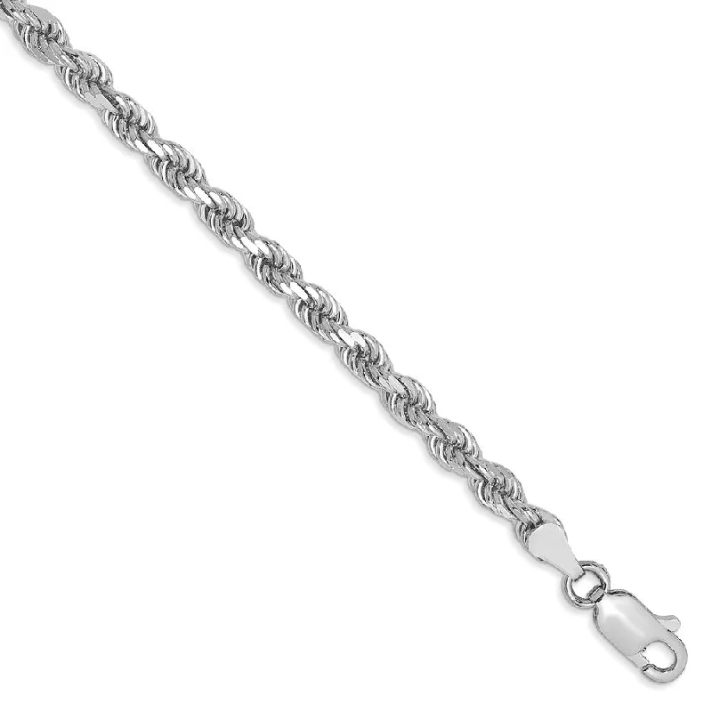 Flash Sale On Exquisite Jewelry – Don't Miss Out 3.5mm 14k White Gold Diamond Cut Solid Rope Chain Bracelet