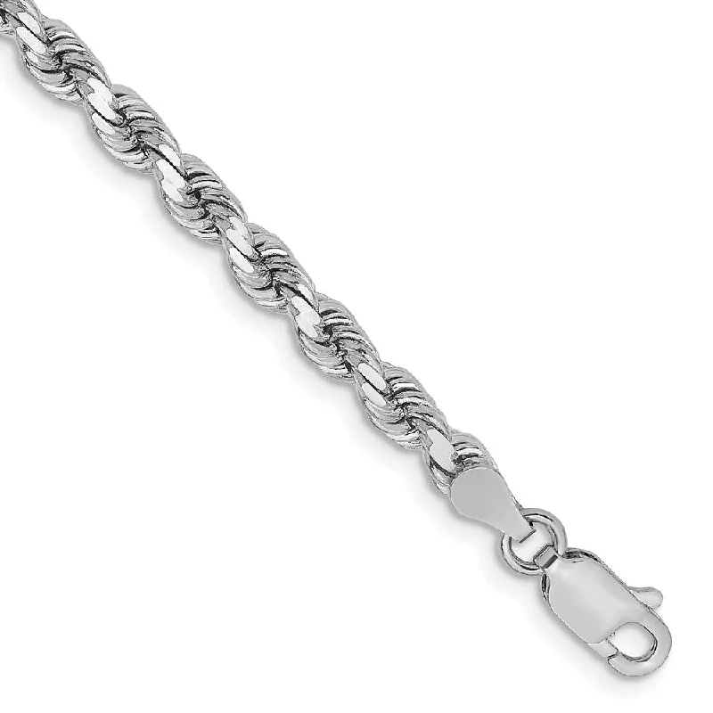 Upgrade Your Collection With Our Limited-Time Jewelry Sale 3.75mm 14K White Gold Diamond Cut Solid Rope Chain Bracelet