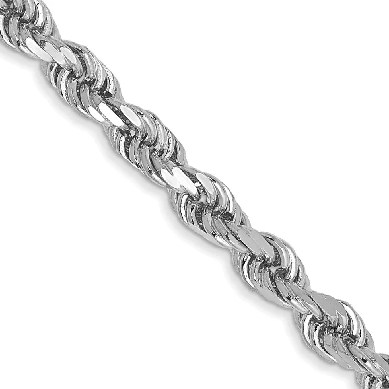 Exclusive Jewelry Sale – Shine For Less 3mm 10k White Gold Solid Diamond Cut Rope Chain Bracelet