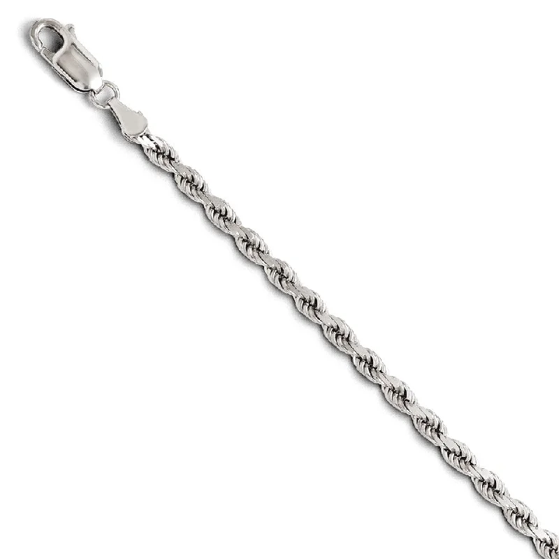 Elegant Necklaces And Bracelets At Limited-Time Offers 3mm 14k White Gold Solid Diamond Cut Rope Chain Bracelet