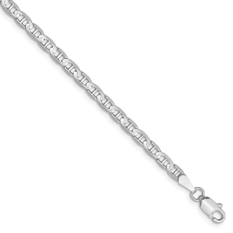 Personalized Jewelry Sale – Unique Pieces At Great Prices 3mm Solid Concave Anchor Chain Bracelet in 14k White Gold