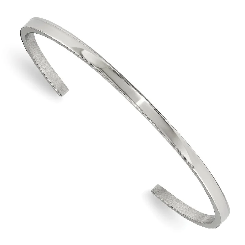 Accessorize For Less – Luxury Jewelry At Affordable Prices 3mm Stainless Steel Polished Flat Cuff Bracelet, 6.5 Inch