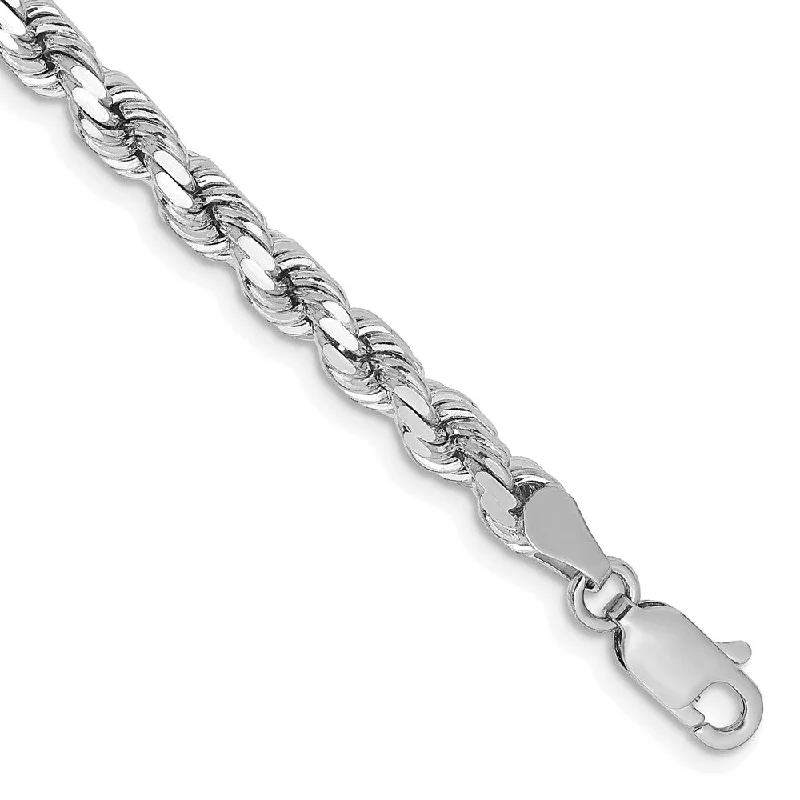 Dazzling Deals On Necklaces, Bracelets, And More 4.25mm 14K White Gold Diamond Cut Solid Rope Chain Bracelet