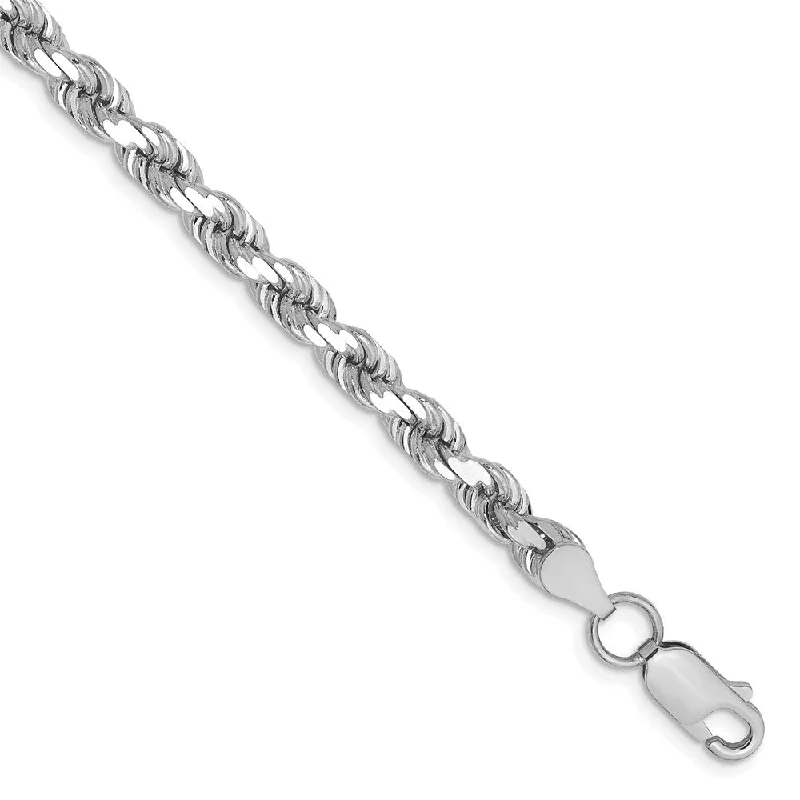 Fashion-Forward Jewelry At Exclusive Discounts 4.5mm, 14k White Gold, Diamond Cut Solid Rope Chain Bracelet