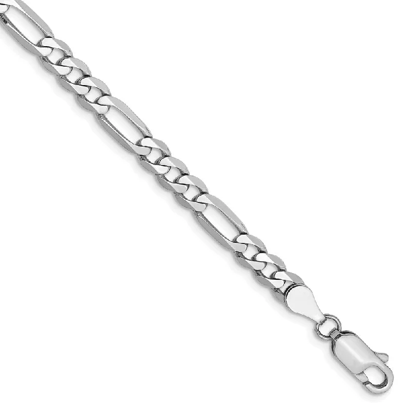 Delicate Crystal Jewelry For Sophisticated Charm 4.5mm, 14k White Gold, Flat Figaro Chain Bracelet