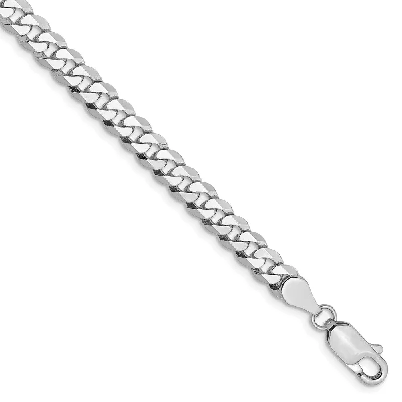 Affordable Elegance – Premium Jewelry At Special Prices 4.75mm, 14k White Gold, Flat Beveled Curb Chain Bracelet