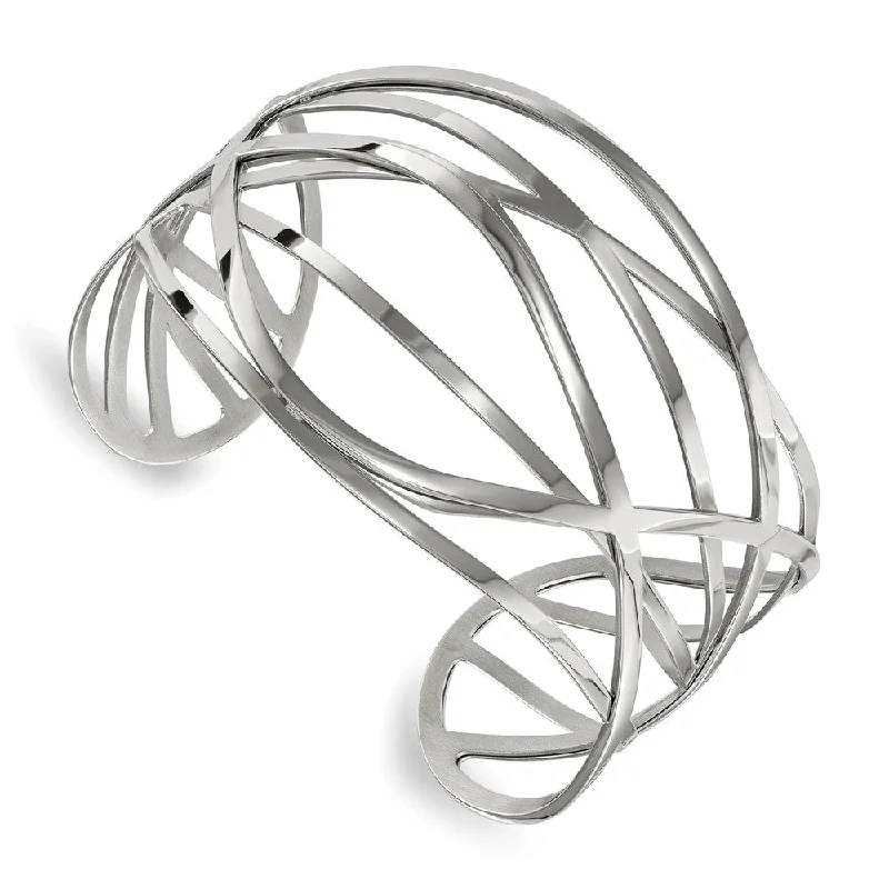 Flash Sale On Stunning Jewelry – Limited Stock Available 42mm Stainless Steel Polished Negative Space Cuff Bracelet, 7 Inch