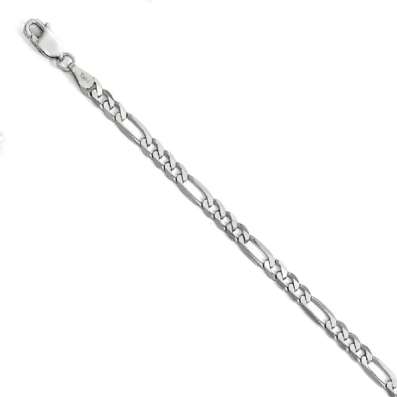 Elegant Jewelry, Exclusive Prices – Shop Now 4mm 14k White Gold Flat Figaro Chain Bracelet