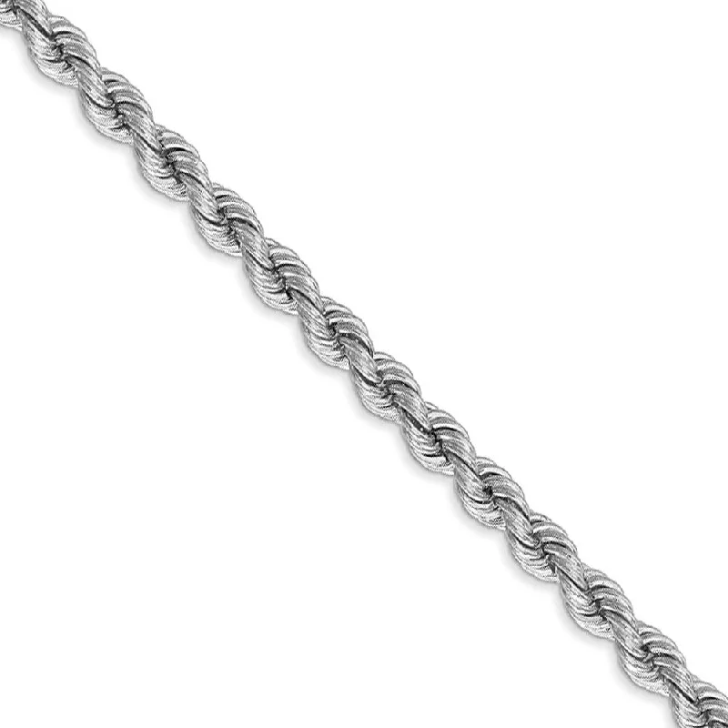 Exclusive Jewelry Markdowns – Limited-Time Offer 4mm, 14k White Gold, Handmade Solid Rope Chain Bracelet