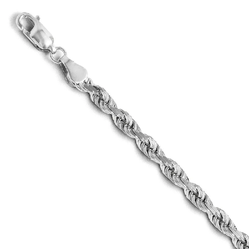 Don't Miss Out On Jaw-Dropping Jewelry Discounts 4mm 14k White Gold Solid Diamond Cut Rope Chain Bracelet, 8 Inch