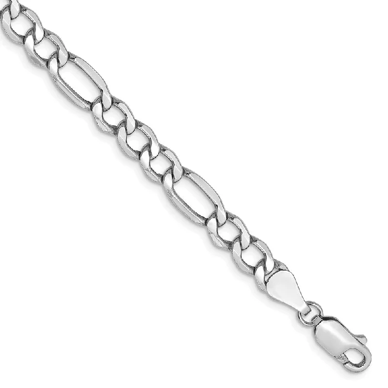 Big Discounts On Elegant Jewelry Collections 5.35mm, 14k White Gold, Hollow Figaro Chain Bracelet