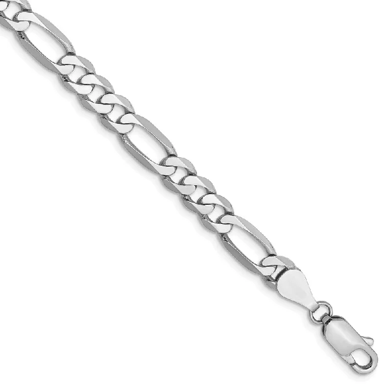 Elevate Your Jewelry Collection With Limited-Time Savings 5.5mm 14k White Gold Solid Flat Figaro Chain Bracelet