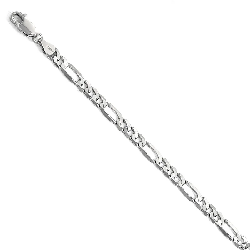 Elegant Designs, Unbeatable Discounts – Shop Jewelry Now 5mm 14k White Gold Flat Figaro Chain Bracelet