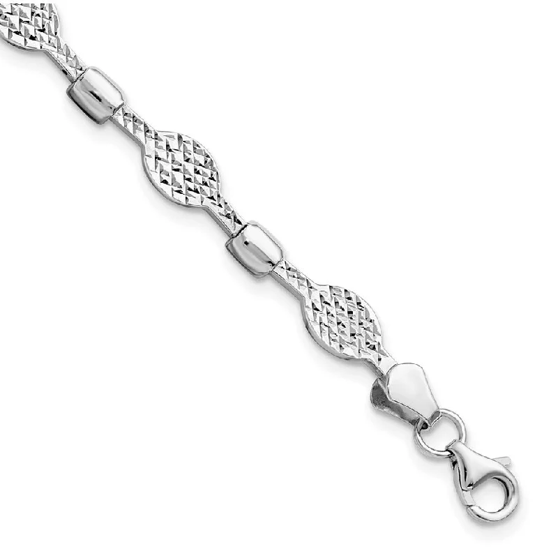 Grab Your Dream Jewelry At The Lowest Prices 5mm Diamond Cut Link Bracelet in 14k White Gold, 7 Inch