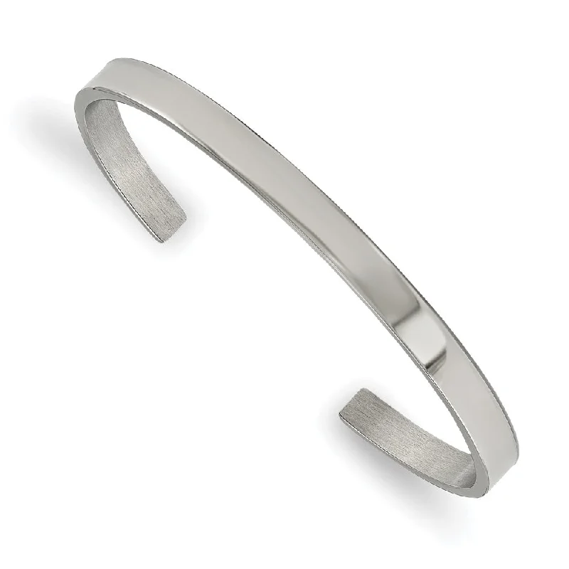 Glamorous Jewelry, Glamorous Deals – Shop Now 5mm Stainless Steel Polished Flat Cuff Bracelet, 6.5 Inch