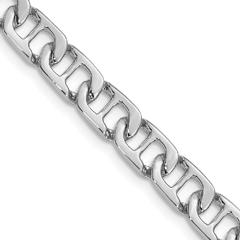 High-Quality Gemstone Jewelry For Special Occasions 6.5mm 14K White Gold Solid Fancy Anchor Chain Bracelet