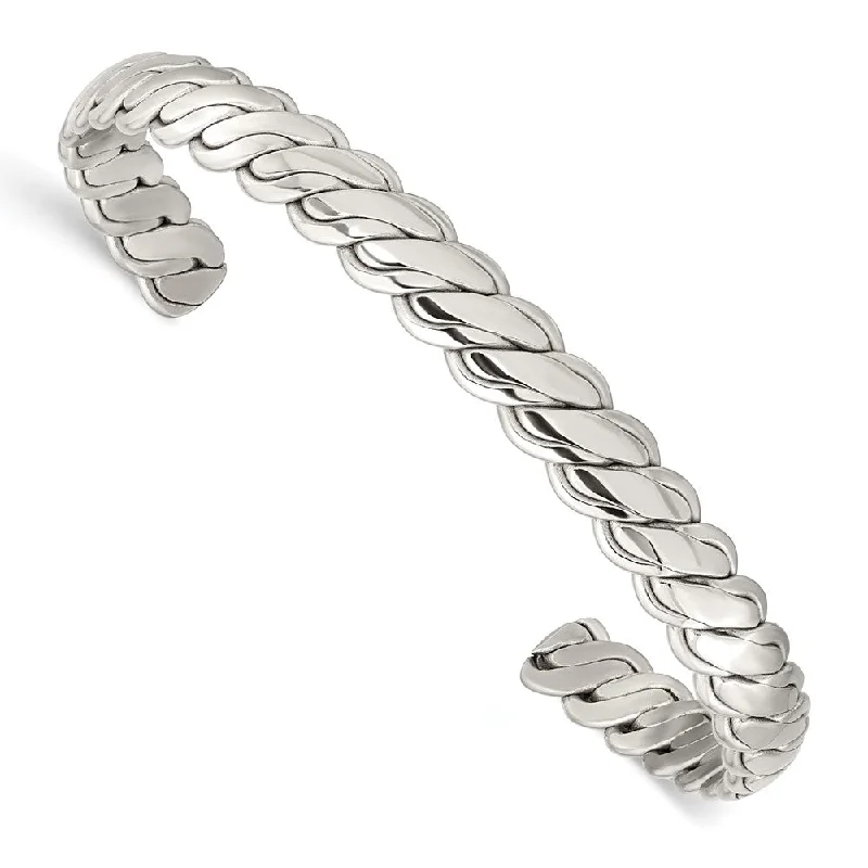 Everyday Jewelry Essentials Now On Sale 6.5mm Stainless Steel Polished Twisted Cuff Bracelet, 6.5 Inch