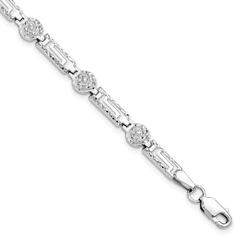 Shop Dazzling Jewelry At The Best Prices 6mm Diamond Cut Spiral Link Bracelet in 14k White Gold, 7 Inch