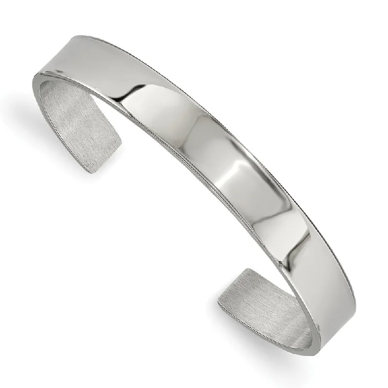 Discover Unique Jewelry With Special Limited-Time Offers 9mm Stainless Steel Polished Flat Cuff Bracelet, 6.5 Inch