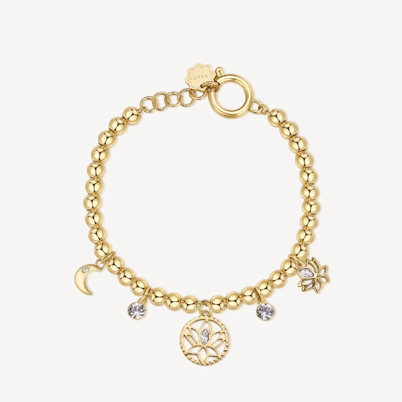 Big Discounts On Elegant Jewelry Collections Lotus Chakra Bracelet in Gold Plated Stainless Steel Big Discounts On Elegant Jewelry Collections Lotus Chakra Bracelet in Gold Plated Stainless Steel