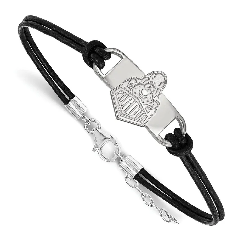 Chic And Stylish Jewelry At Exclusive Prices Sterling Silver Purdue Sm Leather Bracelet, 7 Inch