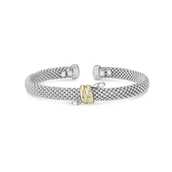 Modern Jewelry At Exclusive Discounts – Shop Today Popcorn Knot Cuff Bangle in Sterling Silver & 18K Yellow Gold Modern Jewelry At Exclusive Discounts – Shop Today Popcorn Knot Cuff Bangle in Sterling Silver & 18K Yellow Gold