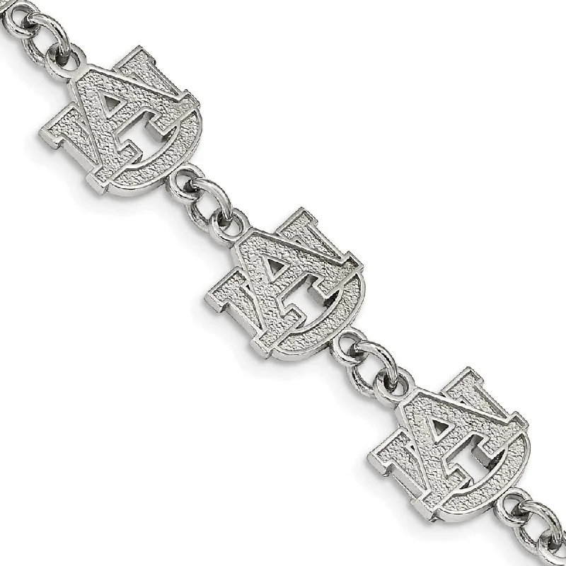 Special Deals On Handcrafted And Designer Jewelry Stainless Steel Auburn University Link Bracelet, 6.5 to 8 Inch