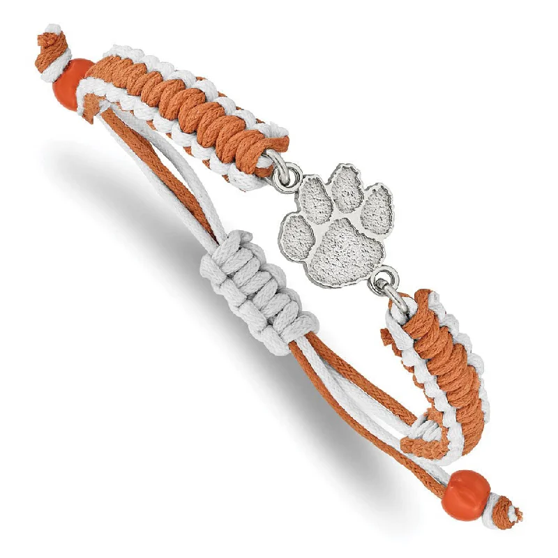 Personalized Jewelry Sale – Meaningful Gifts At Great Prices Stainless Steel Clemson University Adj. Nylon Cord Bracelet, 9 Inch