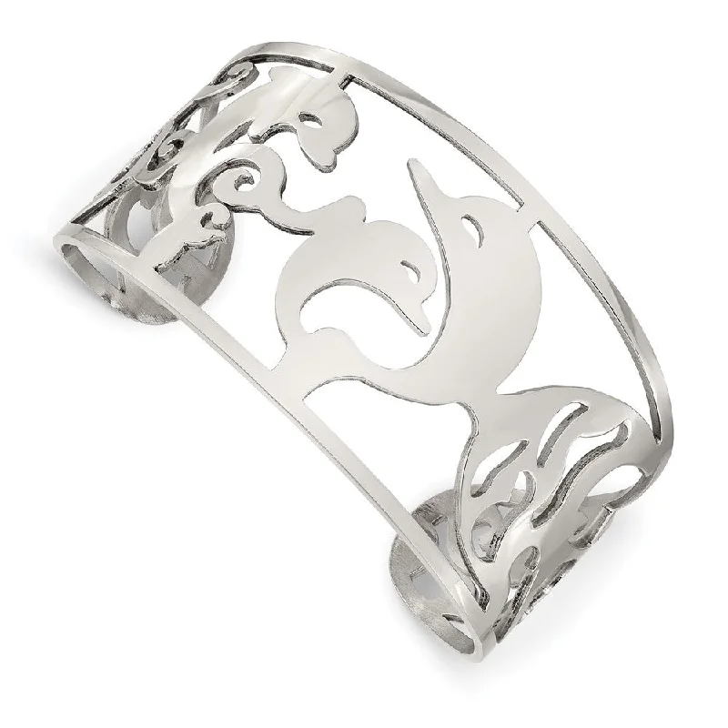 Affordable Luxury Jewelry For Every Occasion Stainless Steel Dolphins Cuff Bangle Bracelet