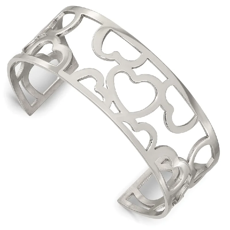 Limited-Time Jewelry Sale – Elegant Styles At Less Stainless Steel Hearts Cuff Bangle Bracelet, 7 Inch