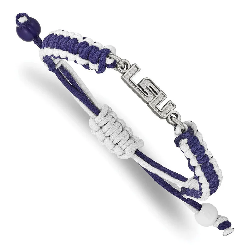 The Ultimate Jewelry Sale – Exclusive Styles At Great Prices Stainless Steel Louisiana State University Adj. Cord Bracelet, 9 Inch