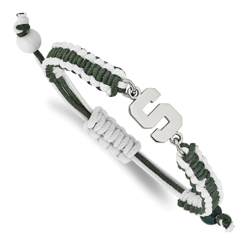 Accessorize For Less – Luxury Jewelry At Affordable Prices Stainless Steel Michigan State U. Adjustable Cord Bracelet, 9 Inch